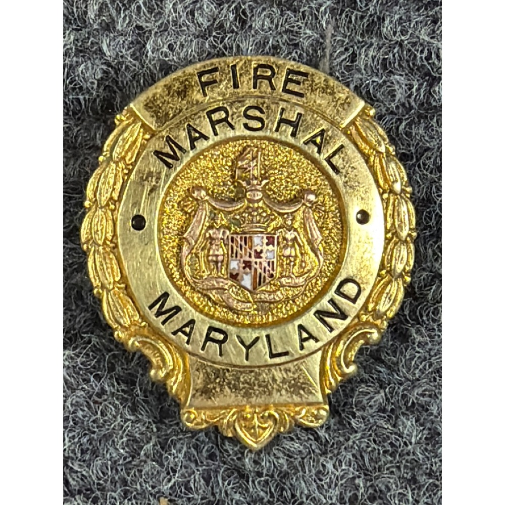 Vintage Maryland Fire Marshal Badge Gold Tone J.H. Coppage Collectible Pin